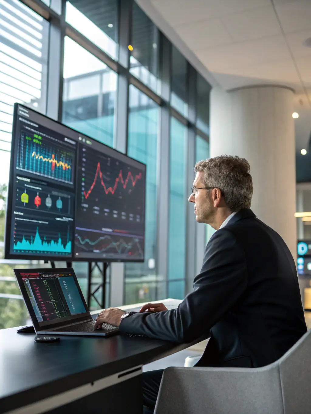 A graphic illustrating AI-powered data analysis providing insights for hotel revenue management.